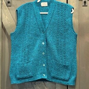 Vintage 70’s College Point Pthalo Blue Sleeveless Women's Sweater Vest